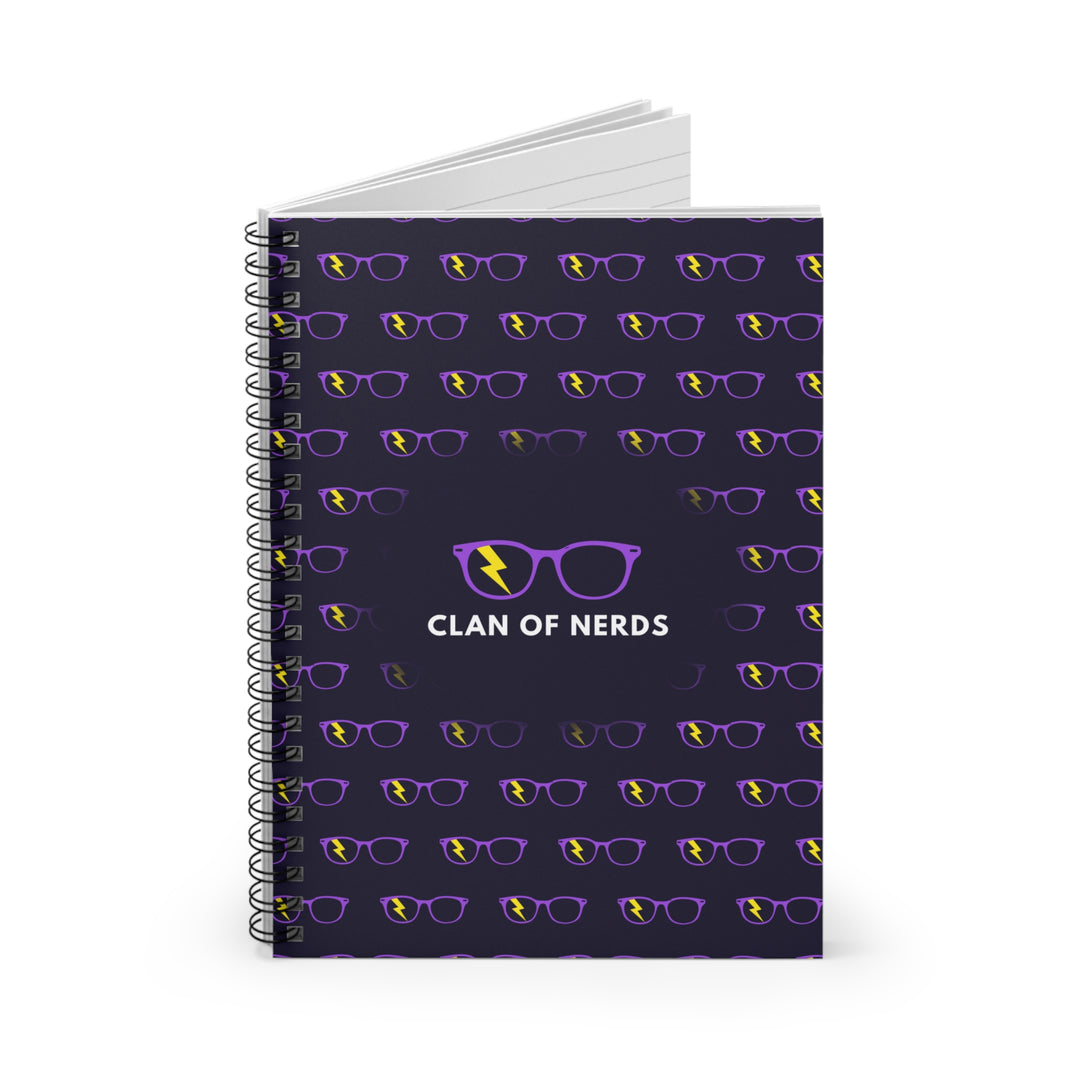 Purple/Yellow Glasses Pattern Spiral Notebook by Clan of Nerds