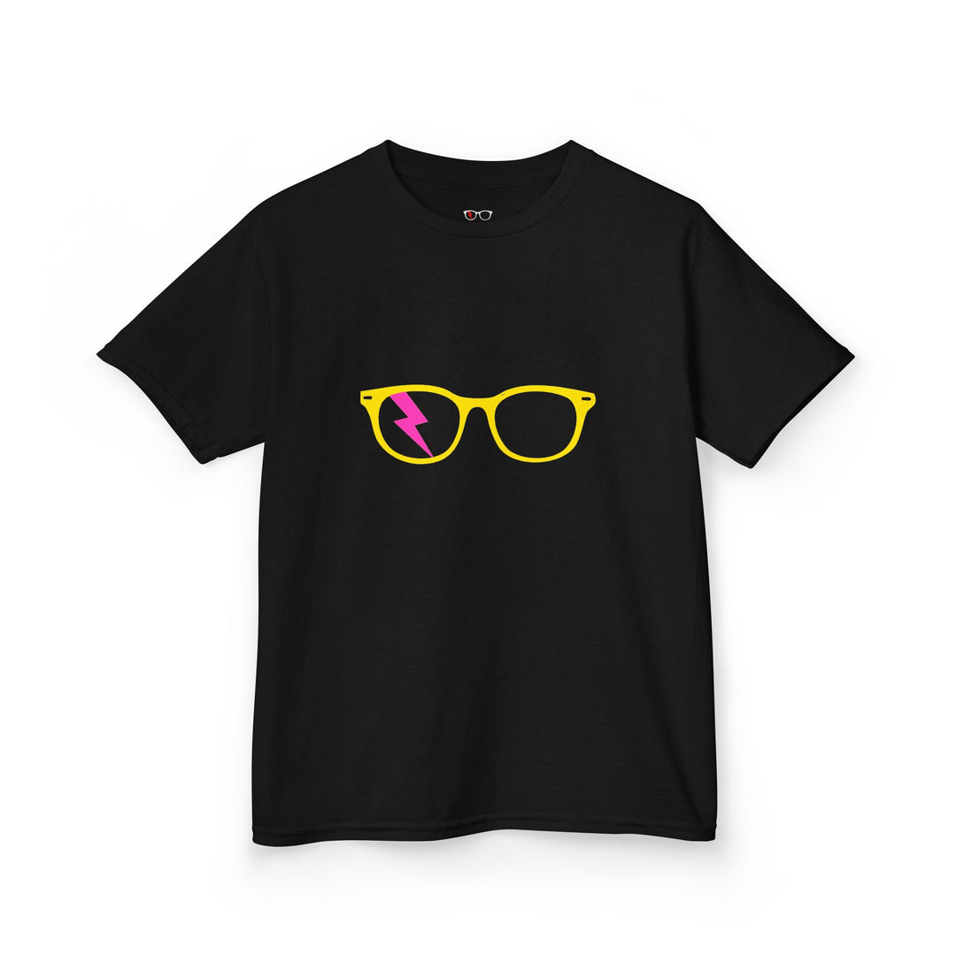 Yellow/Pink Glasses Kids Tee in White