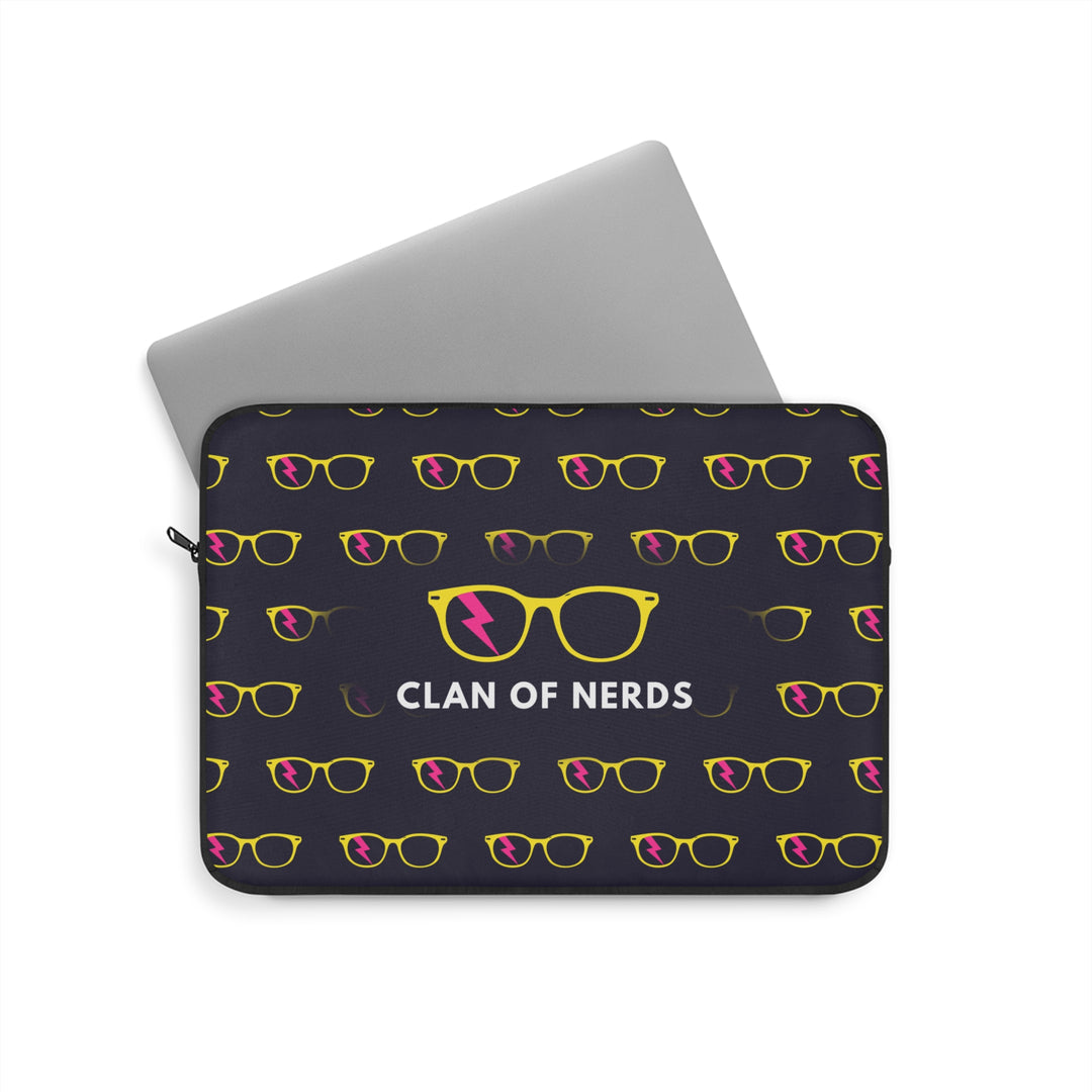 Yellow/Pink Glasses Pattern Laptop Sleeve by Clan of Nerds