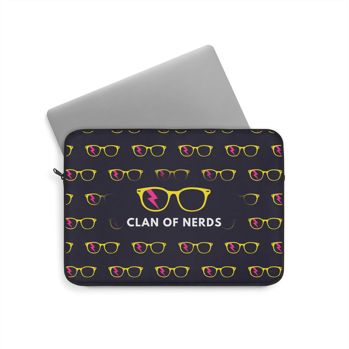 Yellow/Pink Glasses Pattern Laptop Sleeve by Clan of Nerds