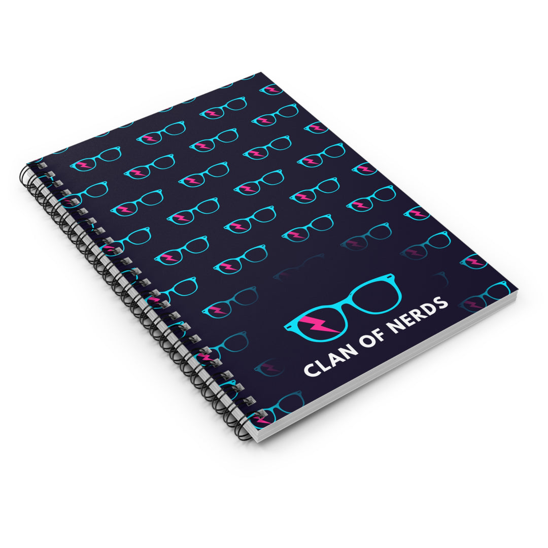 Cyan/Pink Glasses Pattern Spiral Notebook by Clan of Nerds