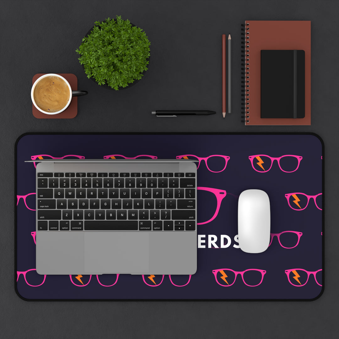 Pink/Orange Glasses Pattern Desk Mat by Clan of Nerds