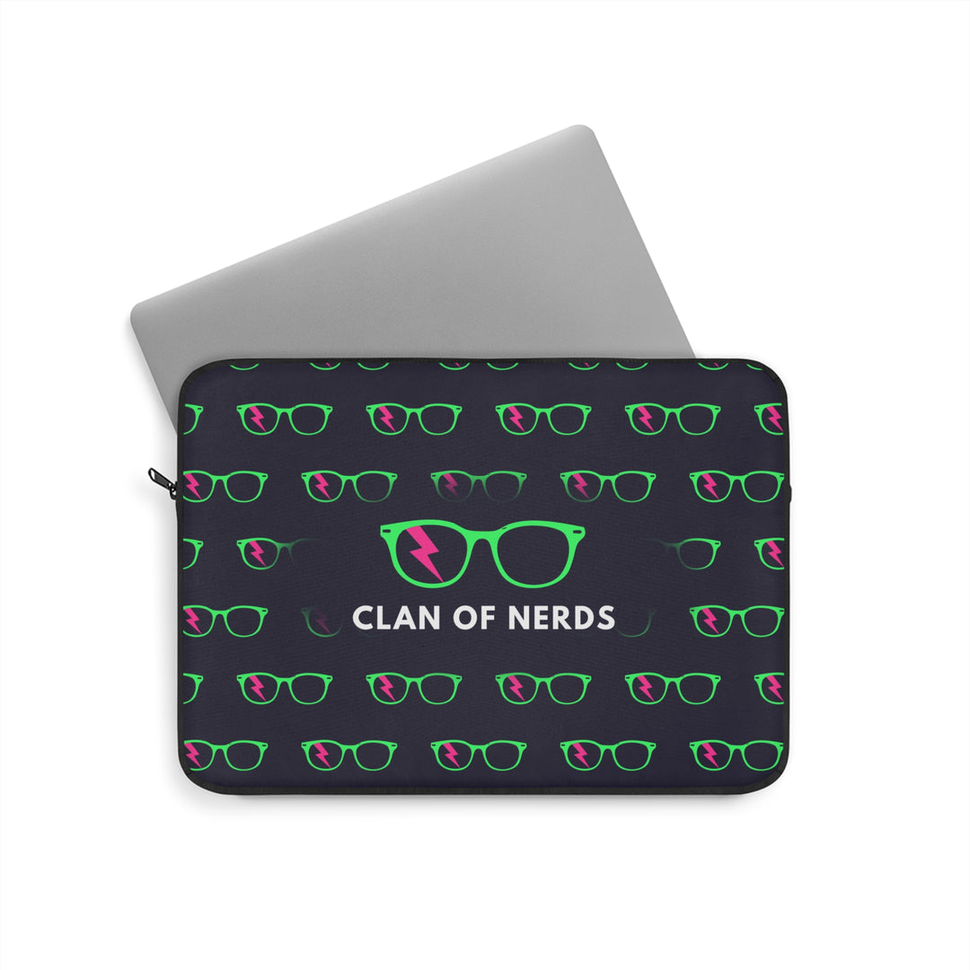 Green/Pink Glasses Pattern Laptop Sleeve by Clan of Nerds