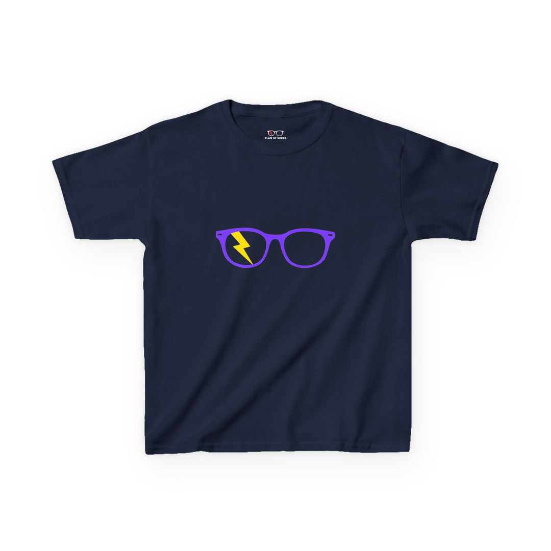 Purple/Yellow Glasses Kids Tee in Navy