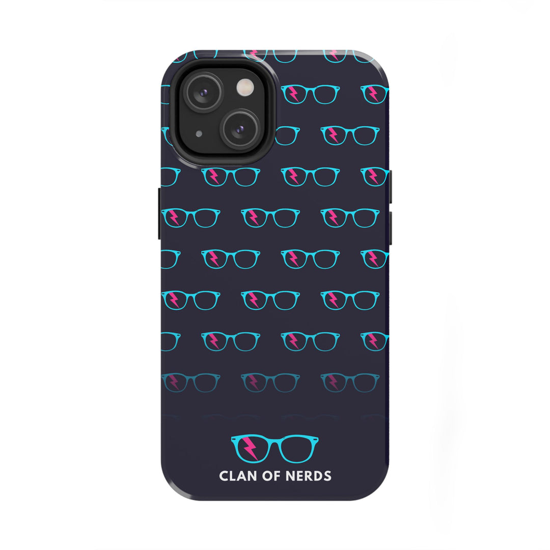 Cyan/Pink Glasses Pattern Tough Phone Case by Clan of Nerds