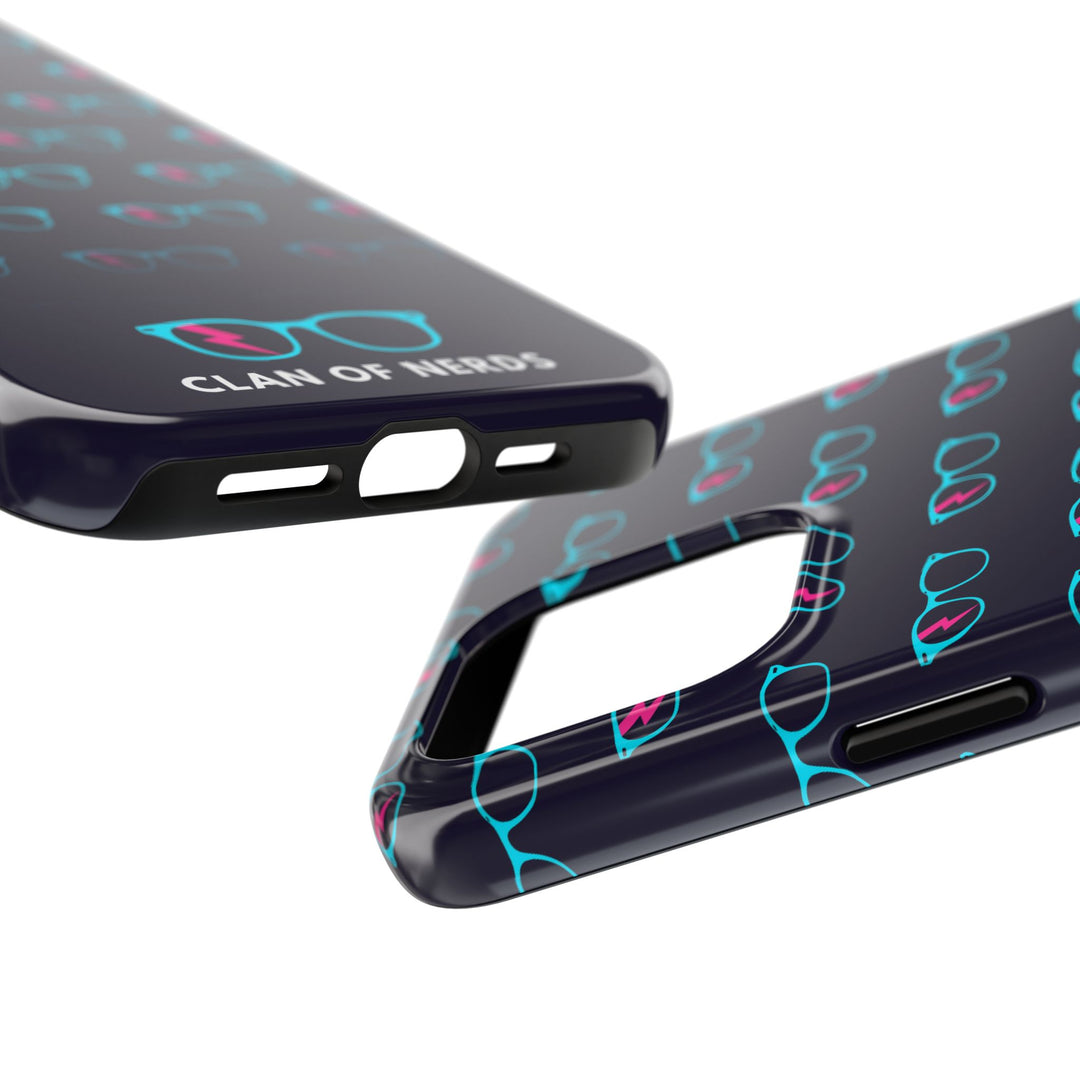 Cyan/Pink Glasses Pattern Tough Phone Case by Clan of Nerds