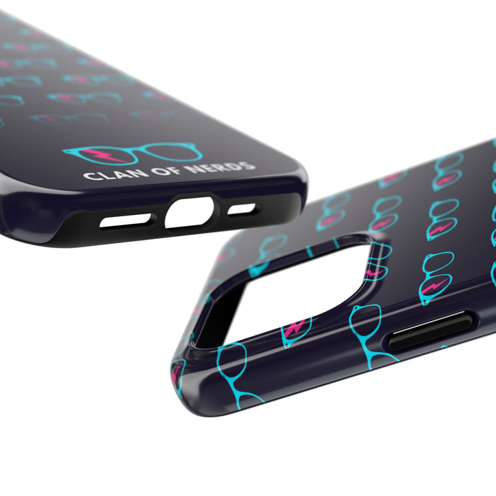 Cyan/Pink Glasses Pattern Tough Phone Case by Clan of Nerds