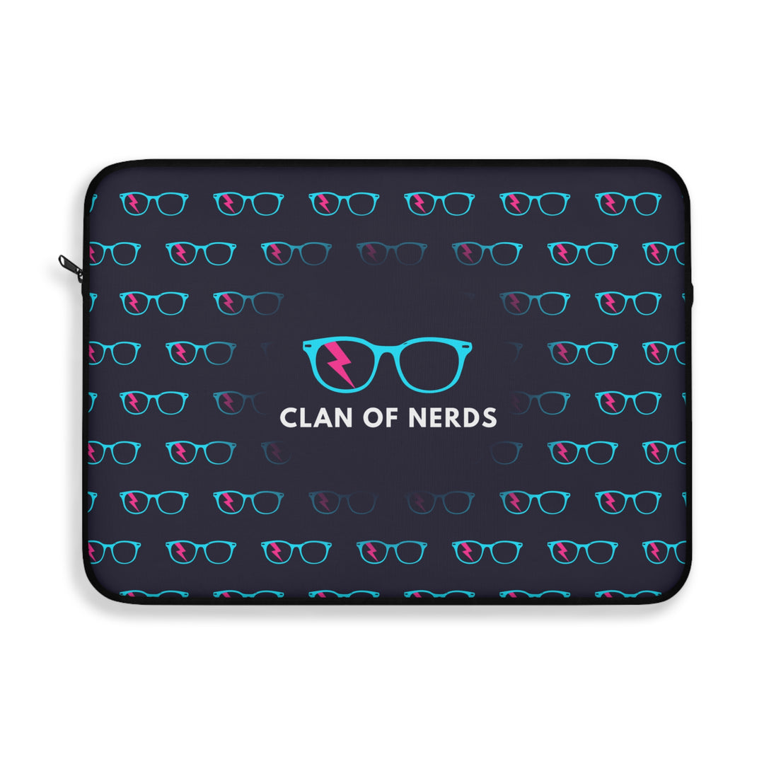 Cyan/Pink Glasses Pattern Laptop Sleeve by Clan of Nerds