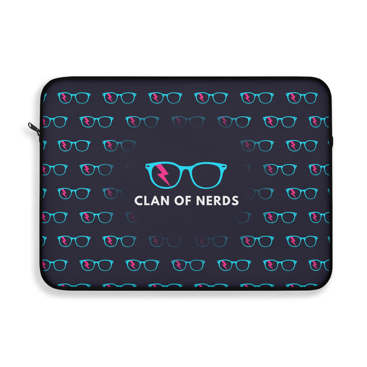 Cyan/Pink Glasses Pattern Laptop Sleeve by Clan of Nerds