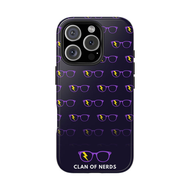 Purple/Yellow Glasses Pattern Tough Phone Case by Clan of Nerds