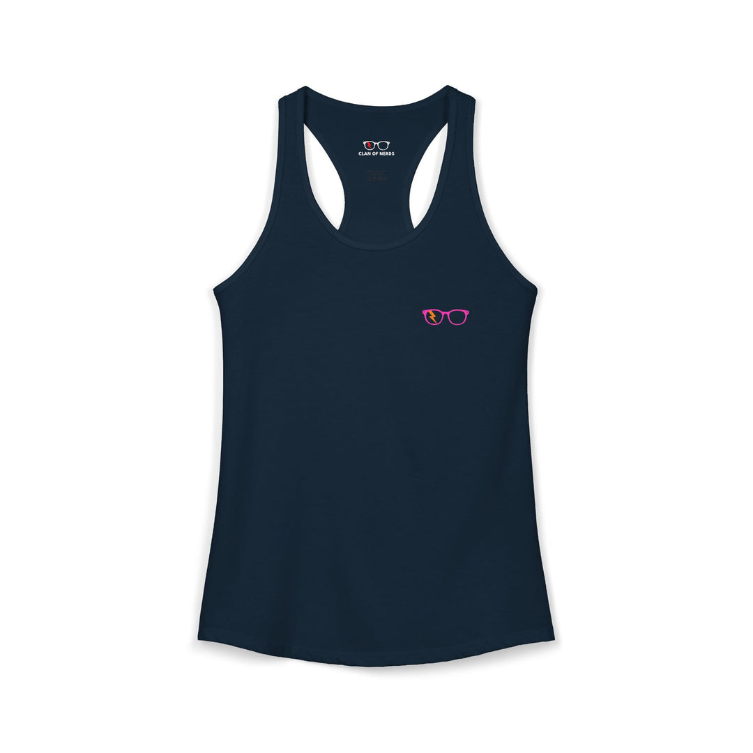 Pink/Orange Glasses Women’s Tank in Solid Midnight Navy