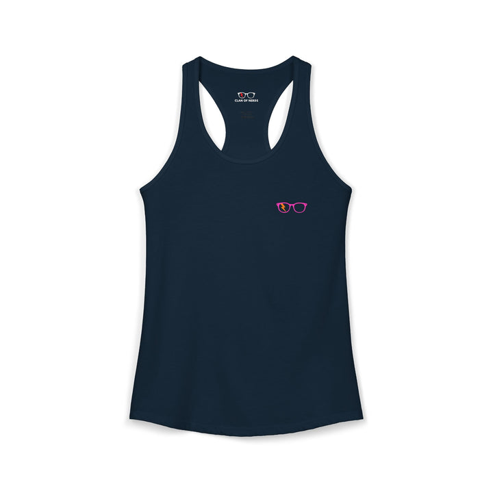 Pink/Orange Glasses Women’s Tank in Solid Midnight Navy