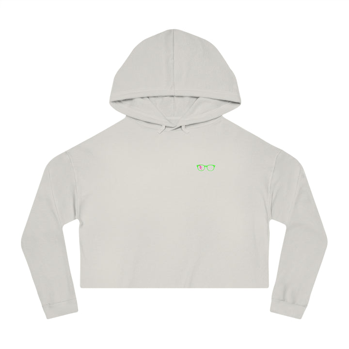 Green/Pink Glasses Women’s Cropped Hoodie in Bone