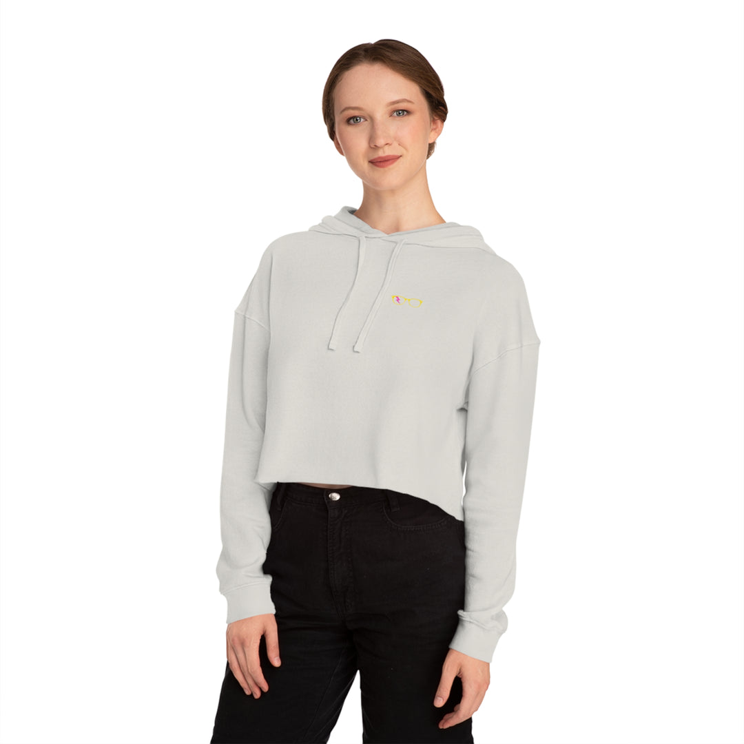 Yellow/Pink Glasses Women’s Cropped Hoodie by Clan of Nerds