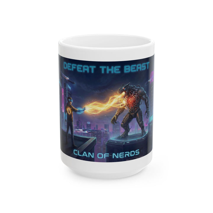 Defeat the Beast Mug by Clan of Nerds