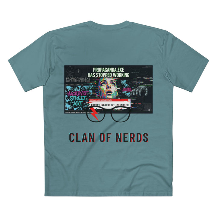 Propaganda Hacker Graphic Tee in Slate Blue