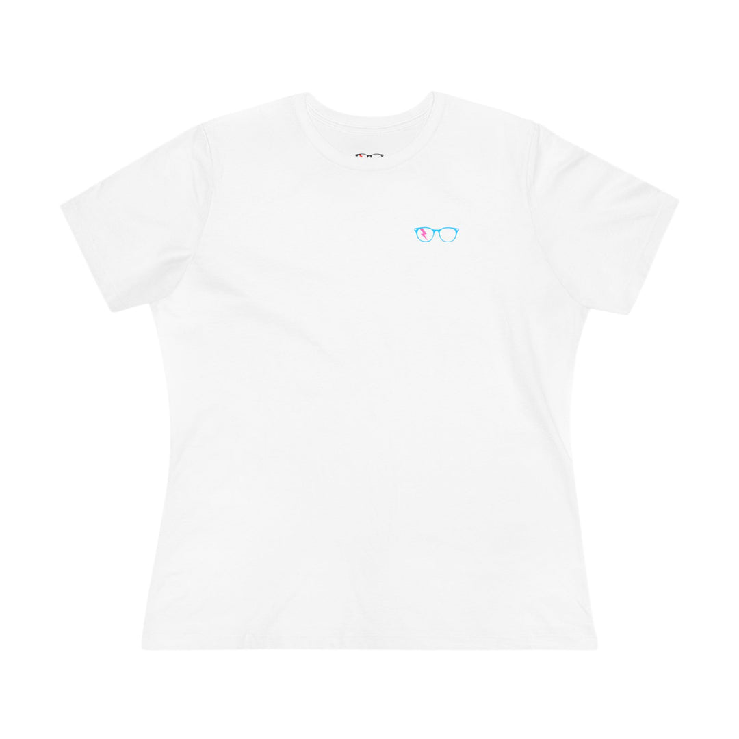 Cyan/Pink Glasses Women’s Tee by Clan of Nerds