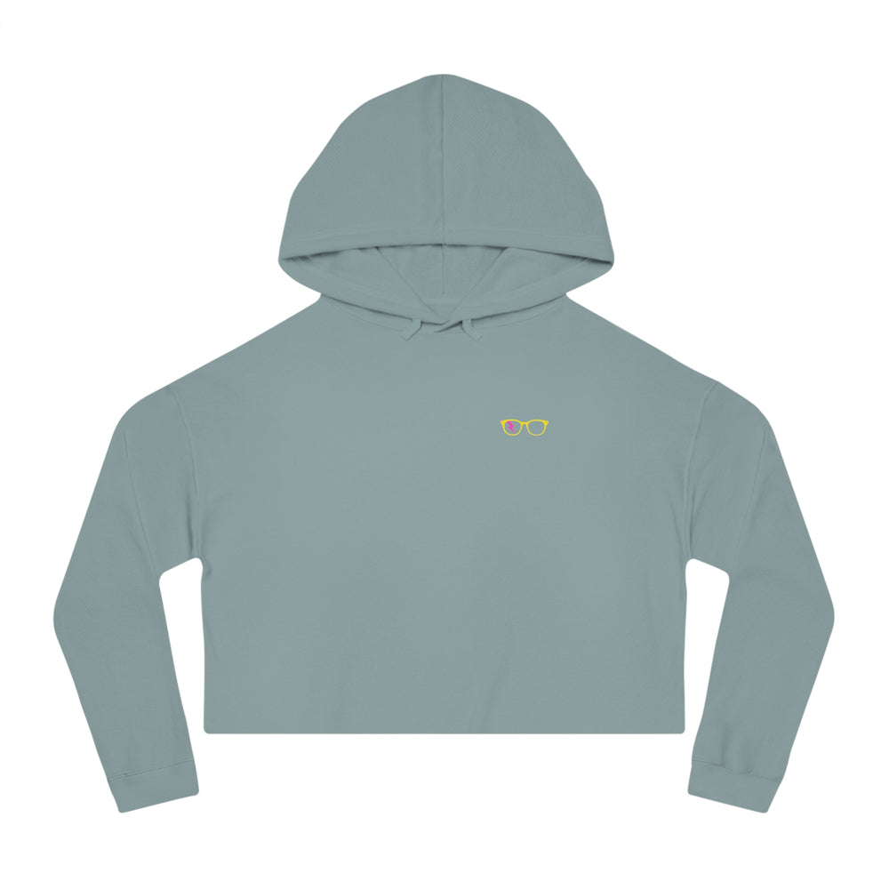 Yellow/Pink Glasses Women’s Cropped Hoodie in Sage