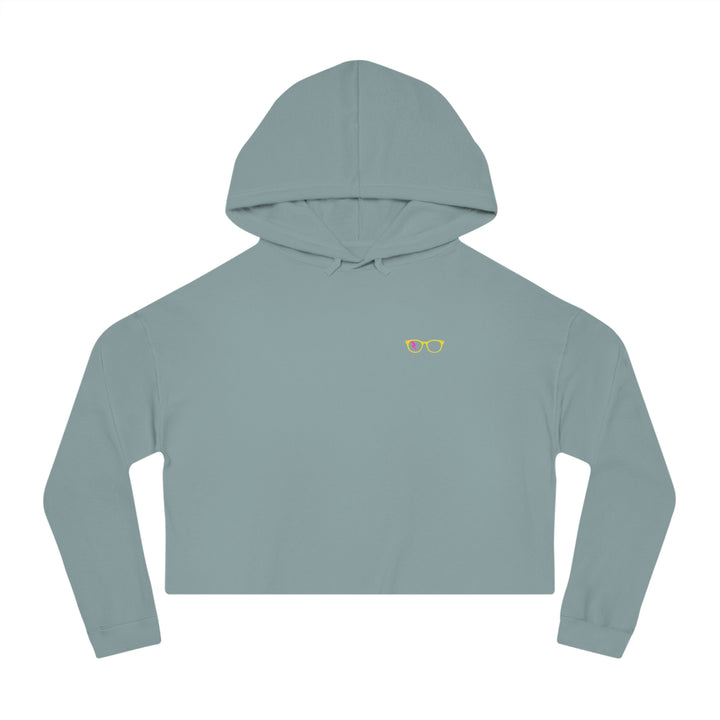 Yellow/Pink Glasses Women’s Cropped Hoodie in Sage