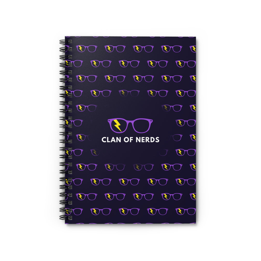 Purple/Yellow Glasses Pattern Spiral Notebook by Clan of Nerds