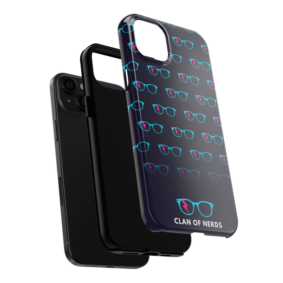 Cyan/Pink Glasses Pattern Tough Phone Case by Clan of Nerds