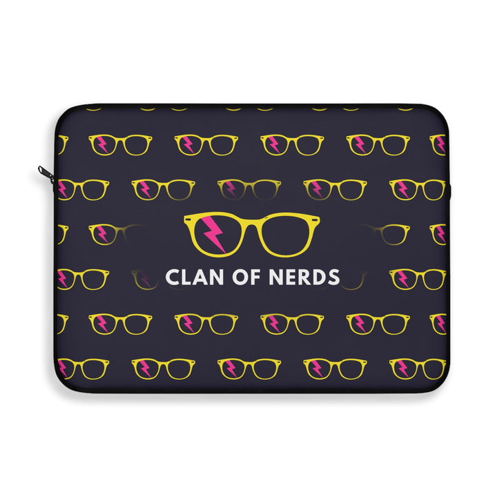 Yellow/Pink Glasses Pattern Laptop Sleeve by Clan of Nerds