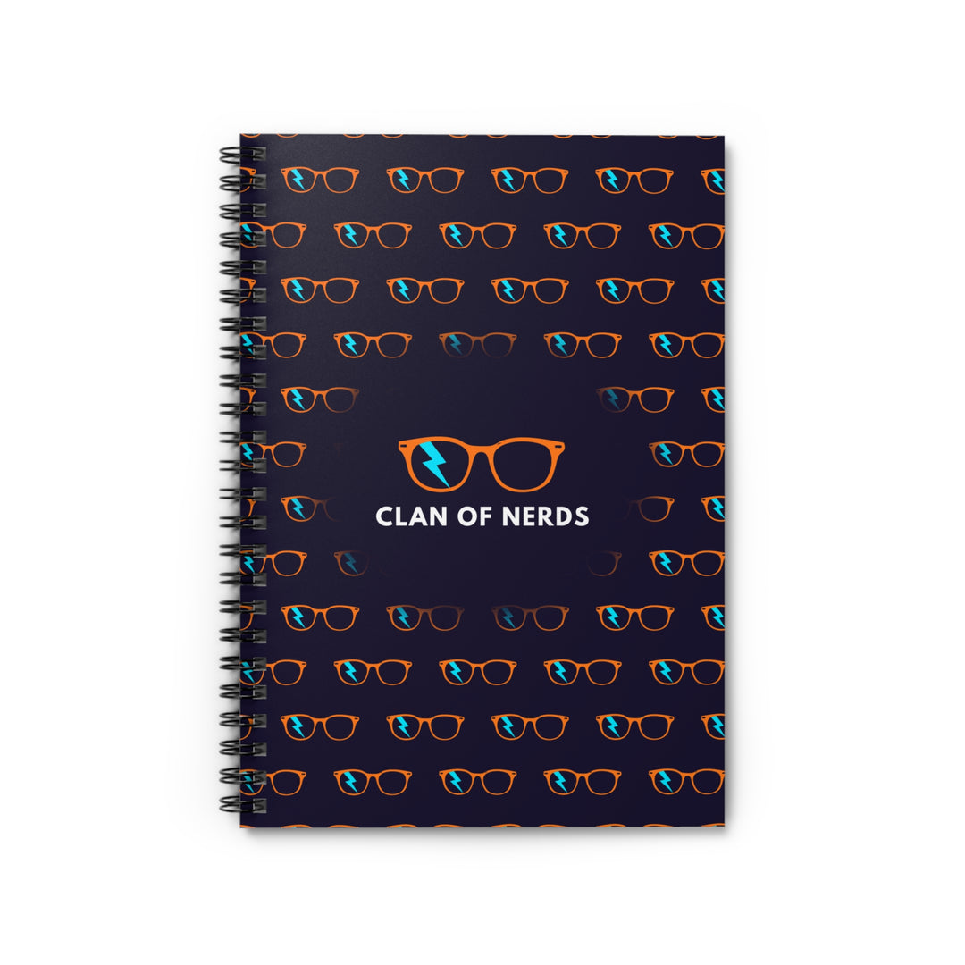 Orange/Cyan Glasses Pattern Spiral Notebook by Clan of Nerds