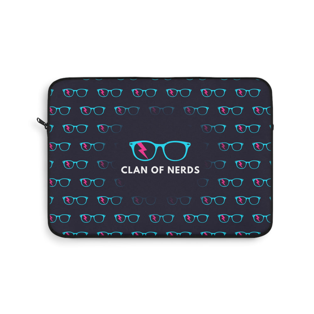 Cyan/Pink Glasses Pattern Laptop Sleeve by Clan of Nerds