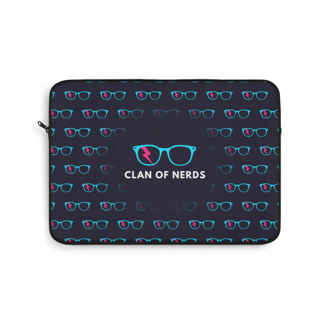 Cyan/Pink Glasses Pattern Laptop Sleeve by Clan of Nerds