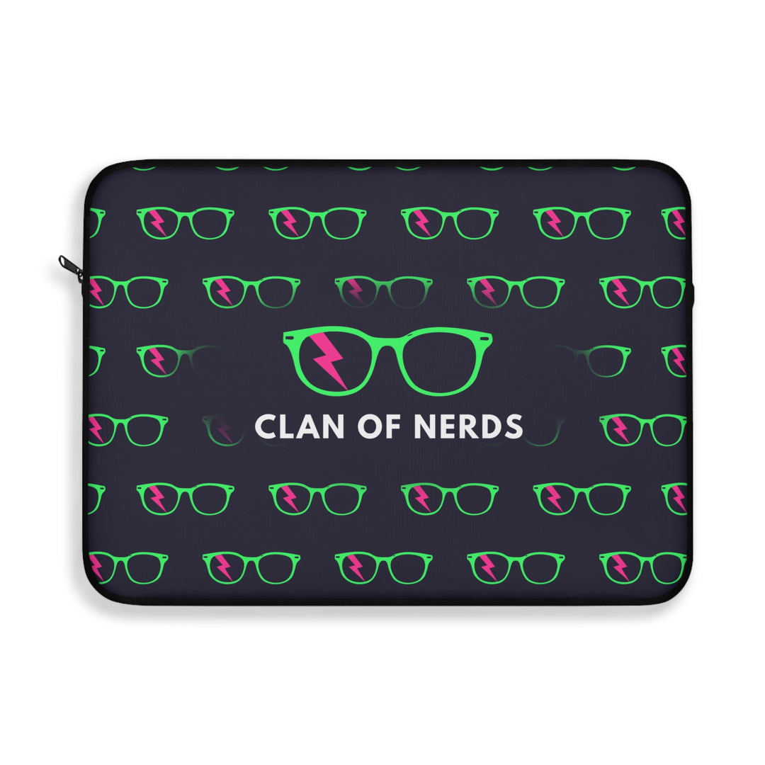 Green/Pink Glasses Pattern Laptop Sleeve by Clan of Nerds