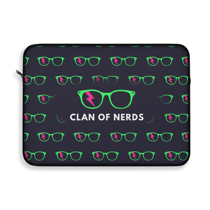 Green/Pink Glasses Pattern Laptop Sleeve by Clan of Nerds
