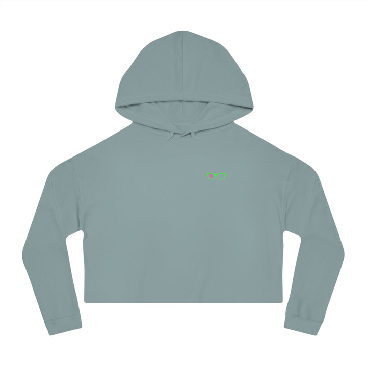 Green/Pink Glasses Women’s Cropped Hoodie in Sage