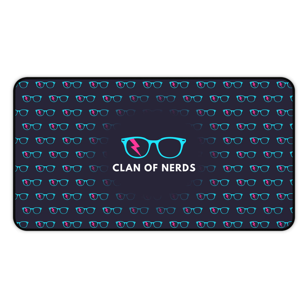 Cyan/Pink Glasses Pattern Desk Mat by Clan of Nerds