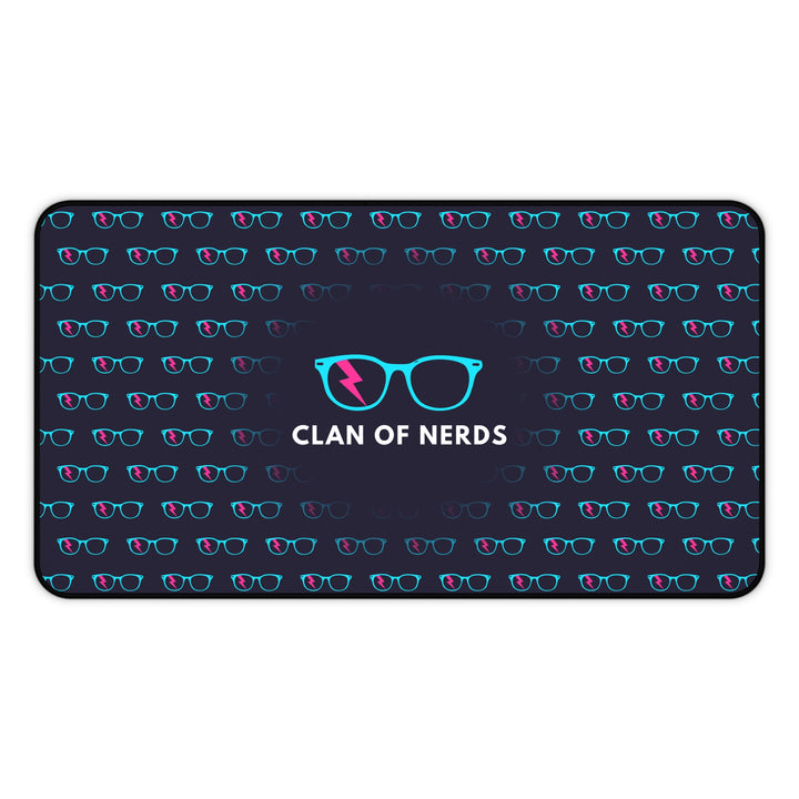 Cyan/Pink Glasses Pattern Desk Mat by Clan of Nerds