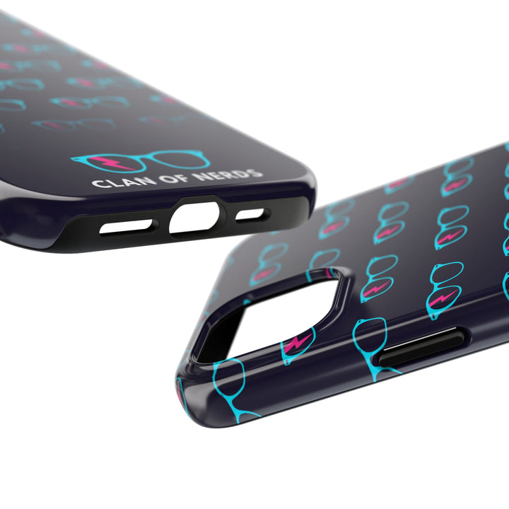 Cyan/Pink Glasses Pattern Tough Phone Case by Clan of Nerds