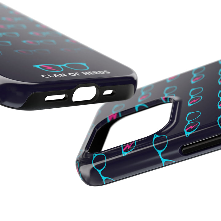 Cyan/Pink Glasses Pattern Tough Phone Case by Clan of Nerds