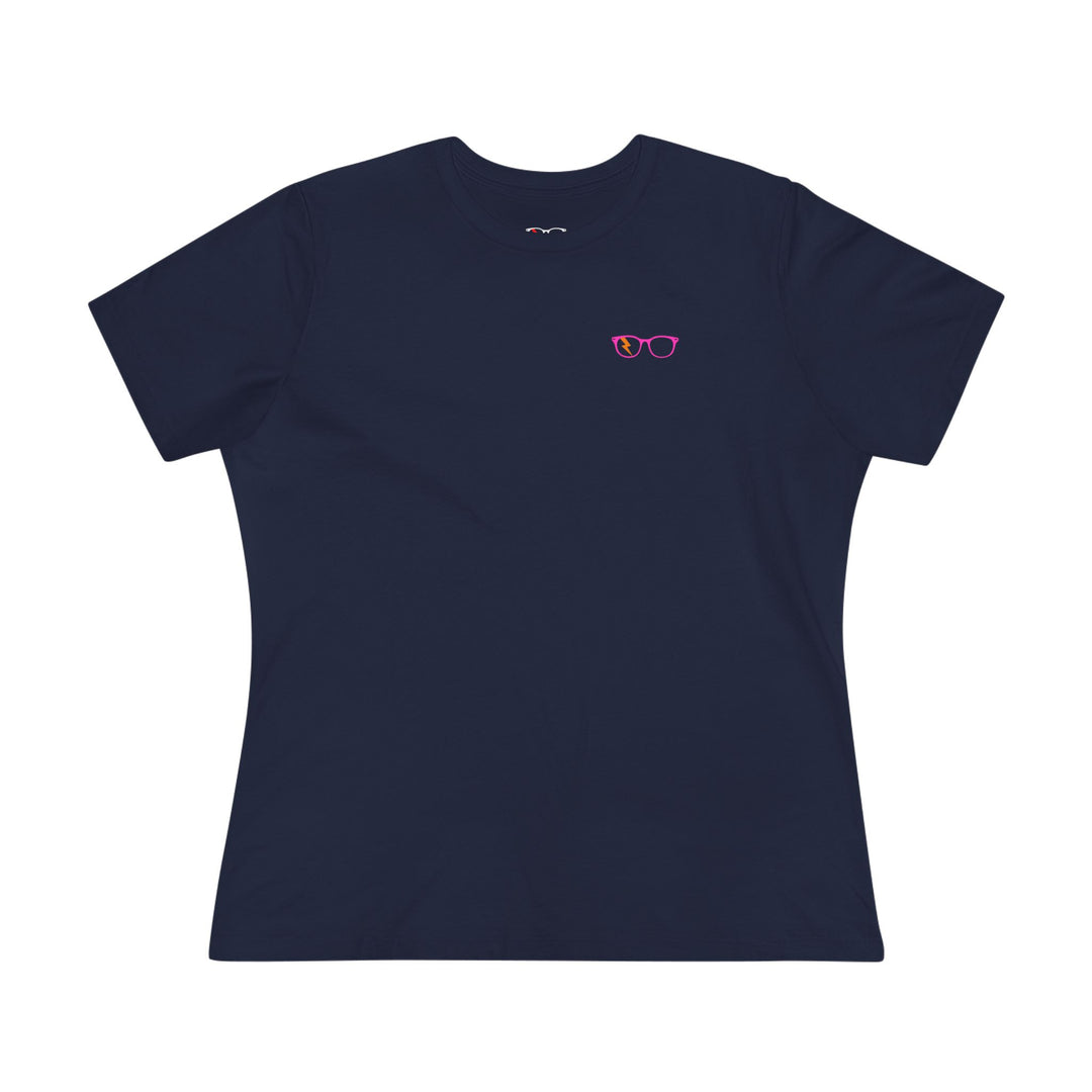Pink/Orange Glasses Women’s Tee in Navy