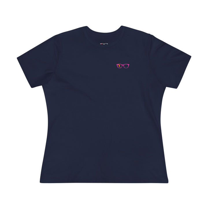 Pink/Orange Glasses Women’s Tee in Navy