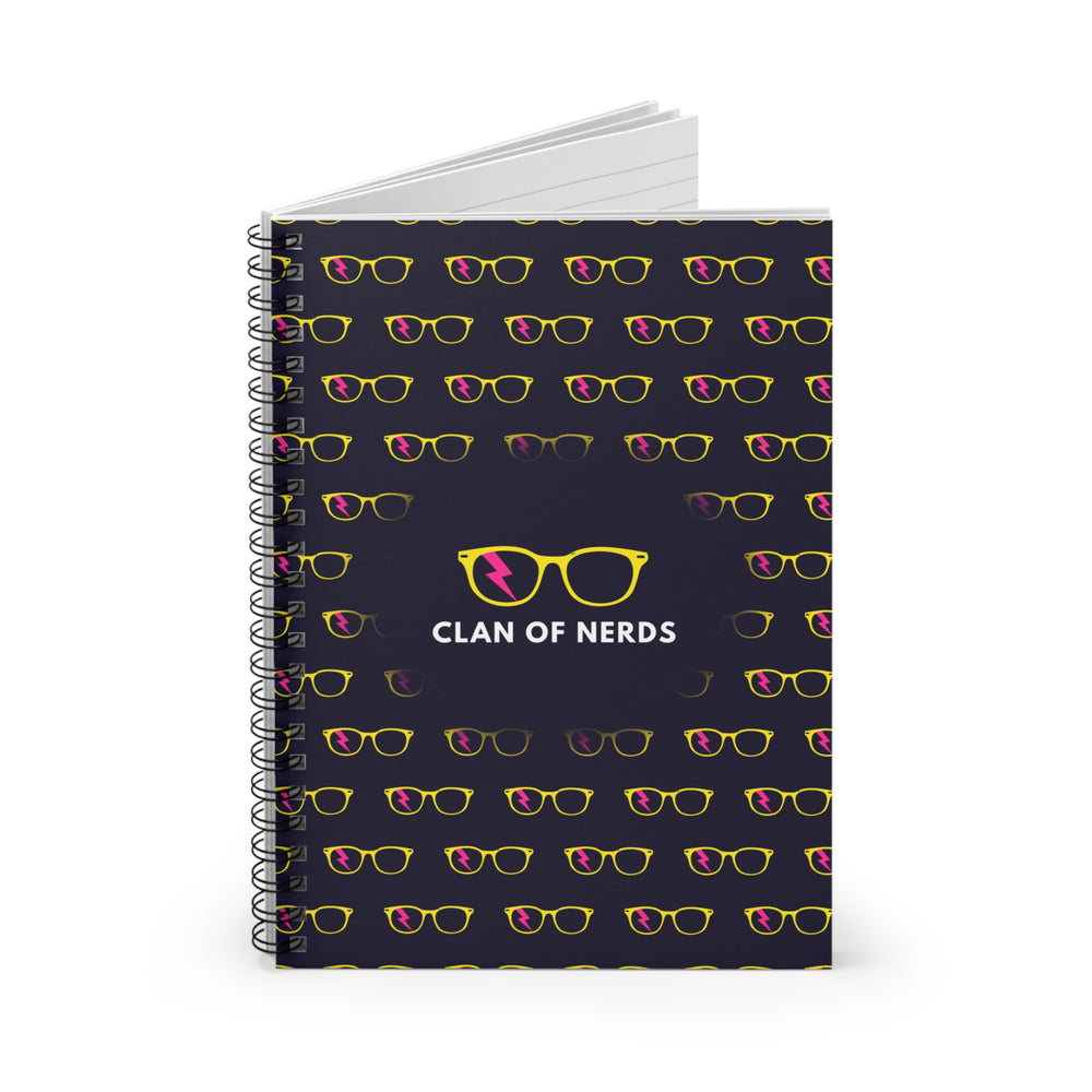 Yellow/Pink Glasses Pattern Spiral Notebook by Clan of Nerds