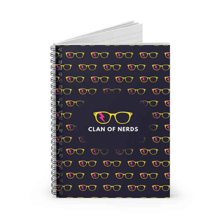Yellow/Pink Glasses Pattern Spiral Notebook by Clan of Nerds