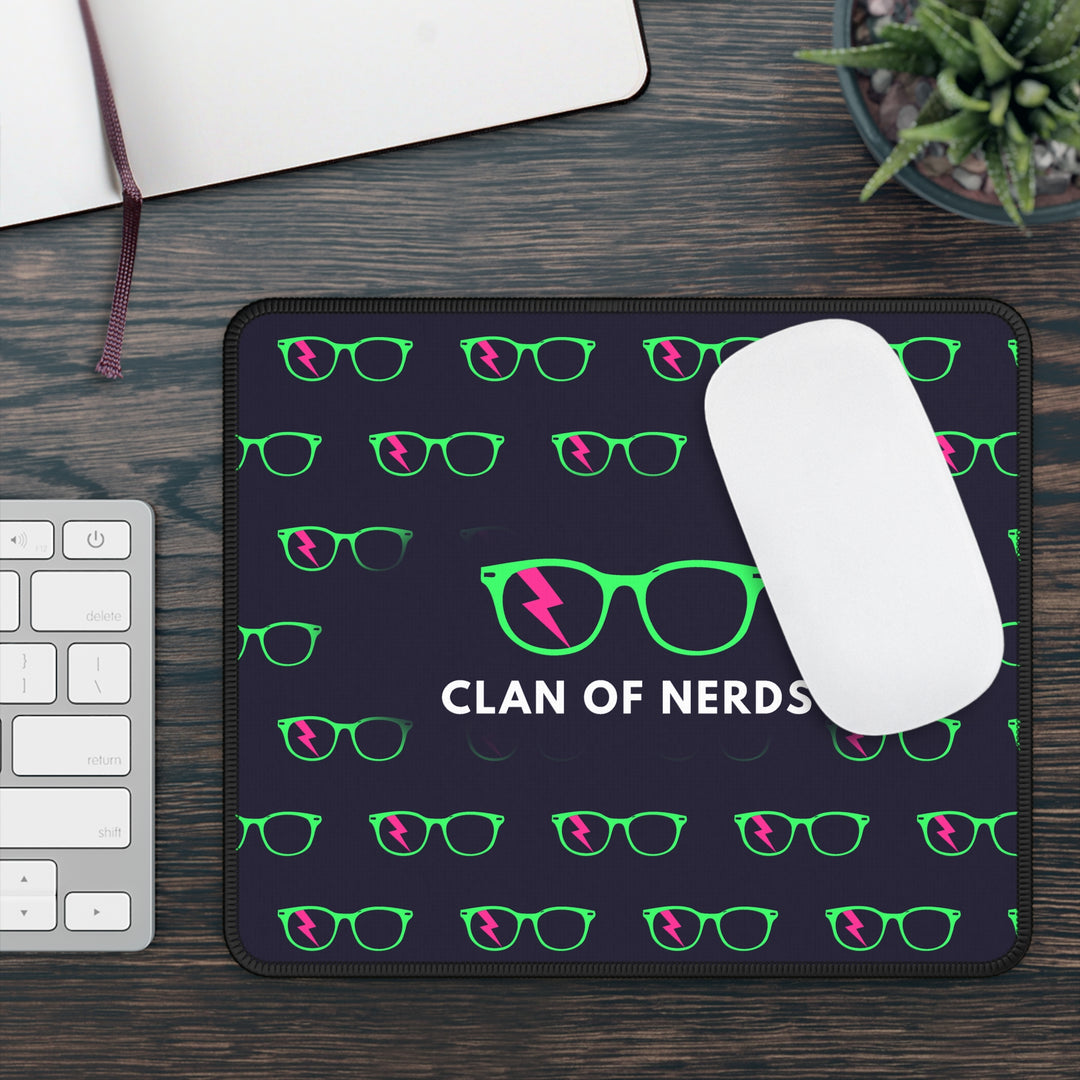 Green/Pink Glasses Pattern Mouse Pad by Clan of Nerds