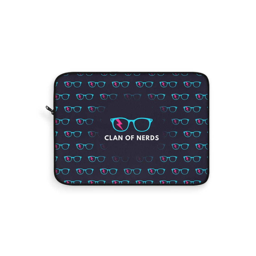 Cyan/Pink Glasses Pattern Laptop Sleeve by Clan of Nerds