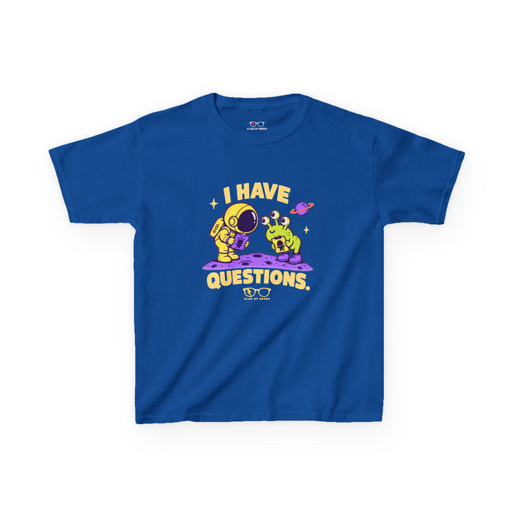 I Have Questions Astronaut Kids Tee in Royal