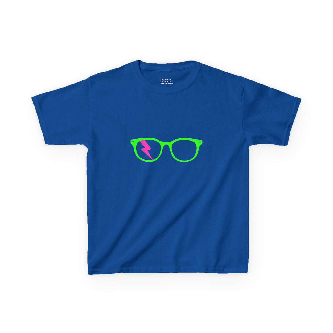 Green/Pink Glasses Kids Tee in Royal