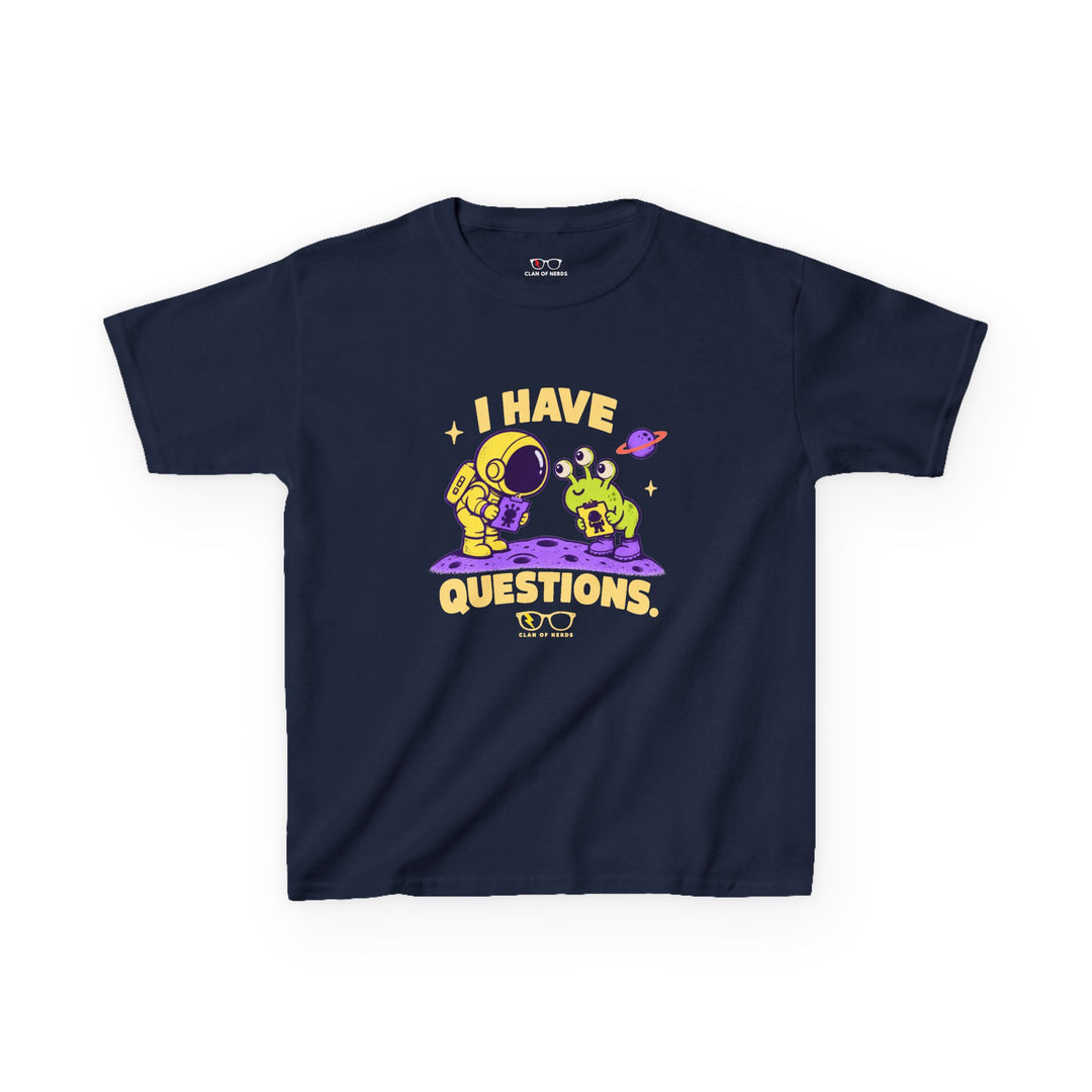 I Have Questions Astronaut Kids Tee in Navy