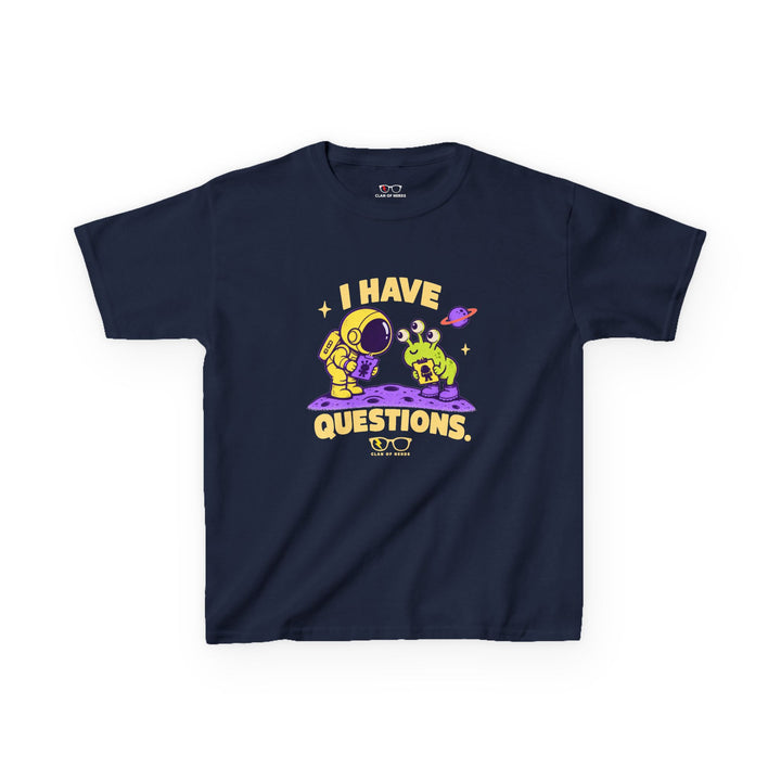 I Have Questions Astronaut Kids Tee in Navy