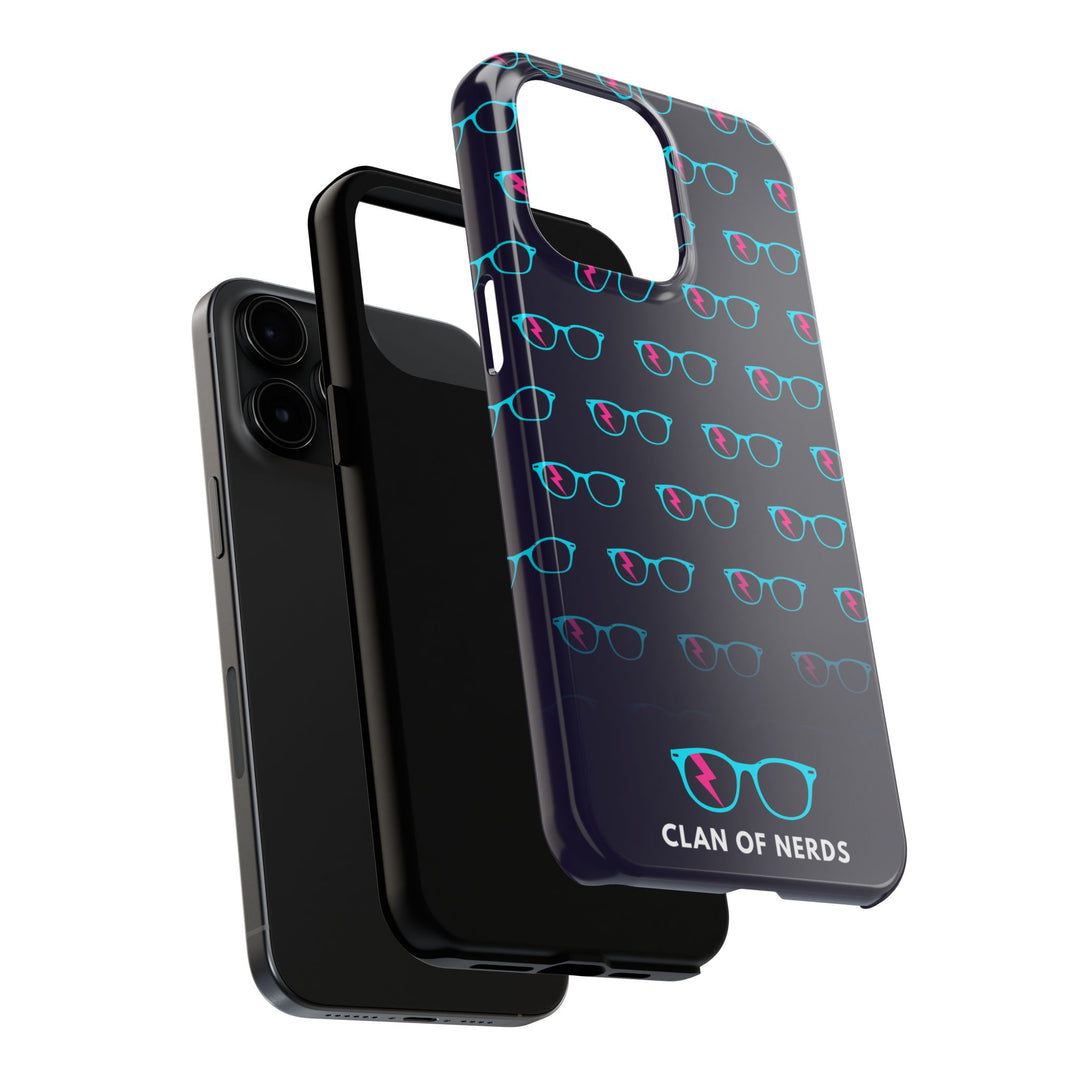 Cyan/Pink Glasses Pattern Tough Phone Case by Clan of Nerds