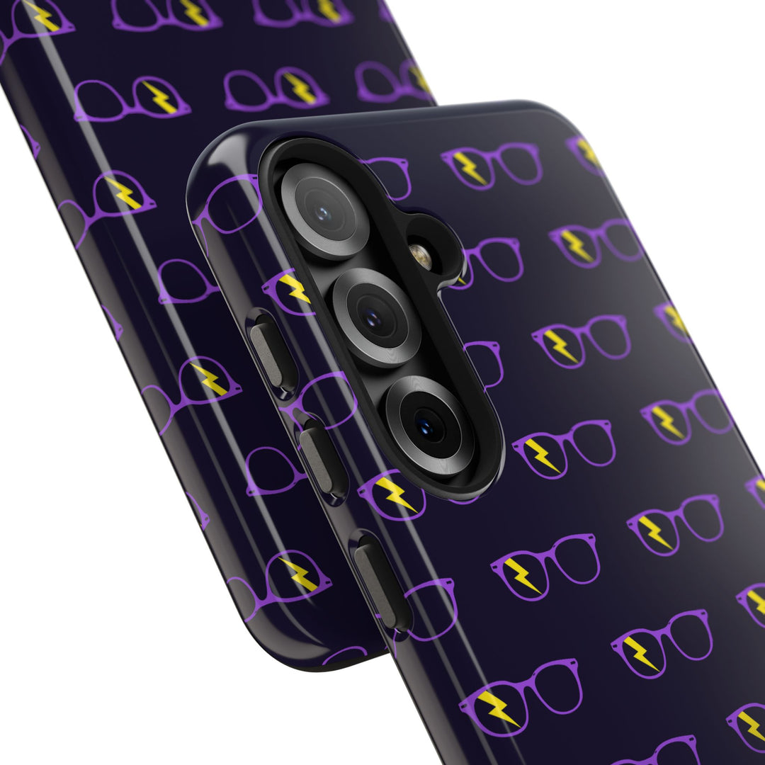 Purple/Yellow Glasses Pattern Tough Phone Case by Clan of Nerds