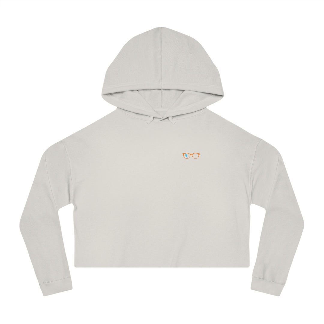 Orange/Cyan Glasses Women’s Cropped Hoodie in Bone