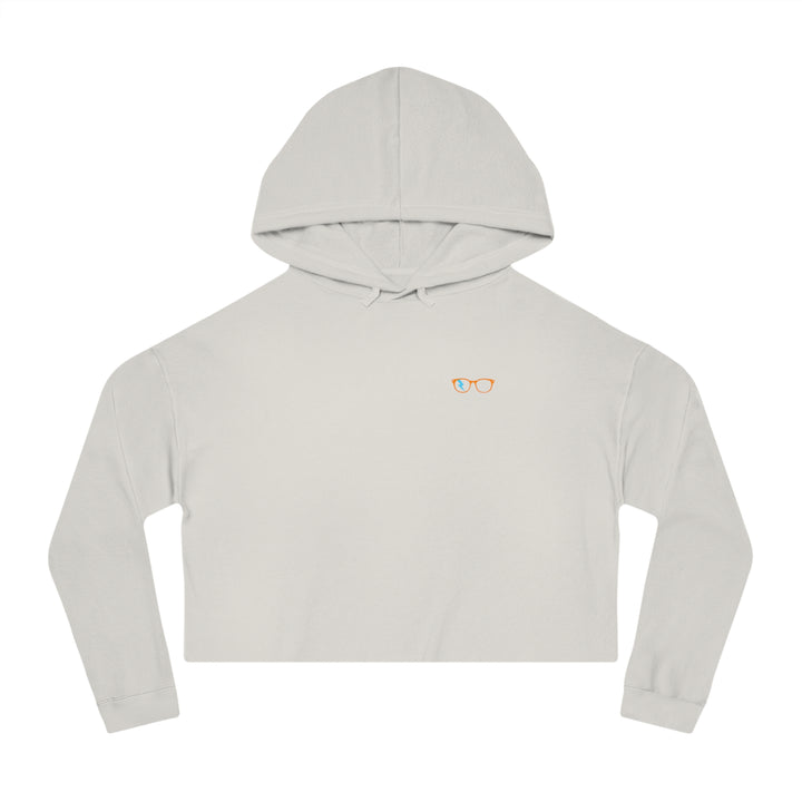 Orange/Cyan Glasses Women’s Cropped Hoodie in Bone